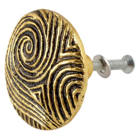 Round Wave Shape Antique Golden Aluminium Cabinet Knob